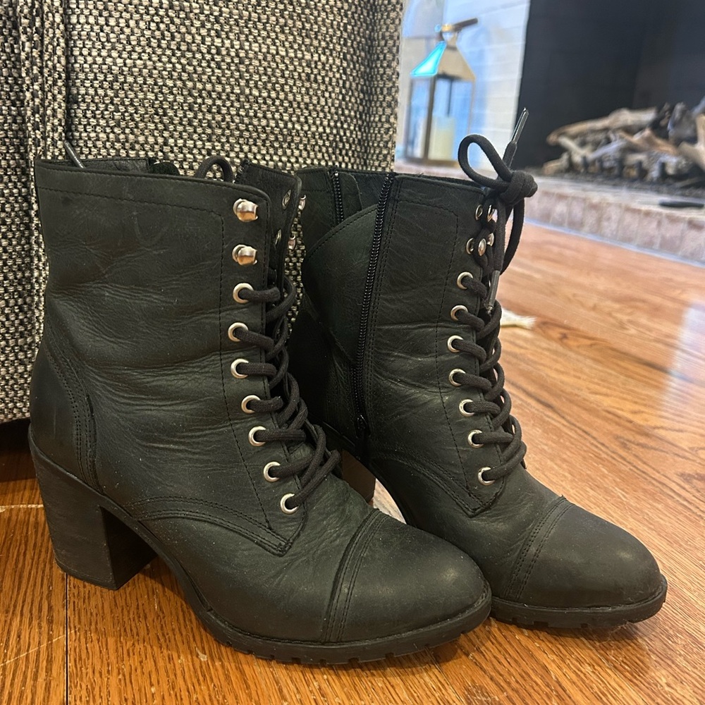 Artisan Black Lace-Up Boots